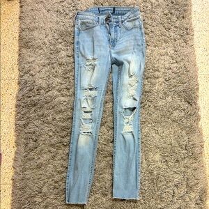Women's Light Blue Distressed Jeans